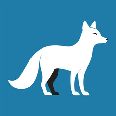 Arctic fox silhouette vector on a white background.