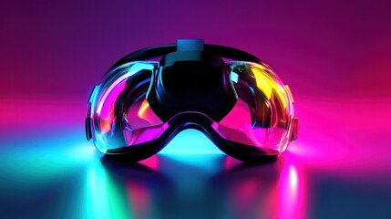 Neon Goggles on a Reflective Surface