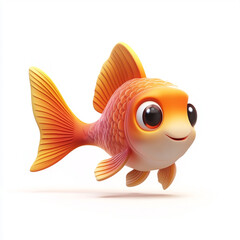 An fish modern cartoon icon in 3D on white background