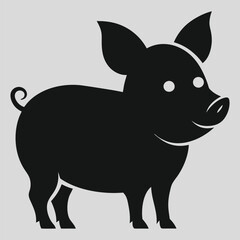 Piglet silhouette vector clipart on a white background