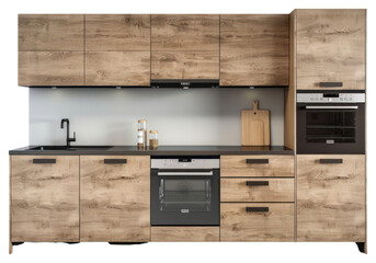 PNG Modern wooden kitchen cabinets setup