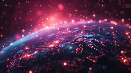 Obraz premium 2d illustration world map abstract background.Global network connection. World map point and line composition concept of global business.