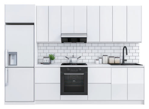 PNG Modern minimalist white kitchen design