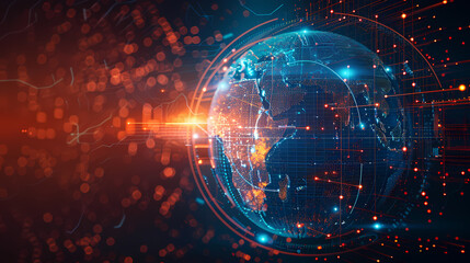 Fototapeta premium 2d illustration world map abstract background.Global network connection. World map point and line composition concept of global business.