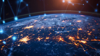 Obraz premium 2d illustration world map abstract background.Global network connection. World map point and line composition concept of global business.