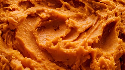Close-up of smooth, creamy mashed sweet potatoes.