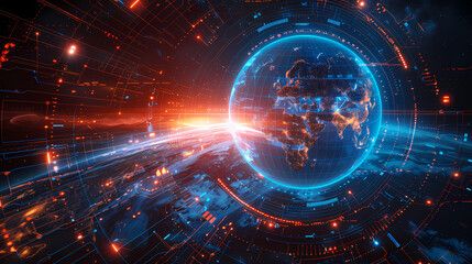 Obraz premium 2d illustration world map abstract background.Global network connection. World map point and line composition concept of global business.