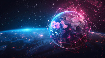 Obraz premium 2d illustration world map abstract background.Global network connection. World map point and line composition concept of global business.