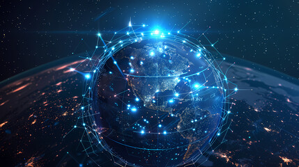 2d illustration world map abstract background.Global network connection. World map point and line composition concept of global business.