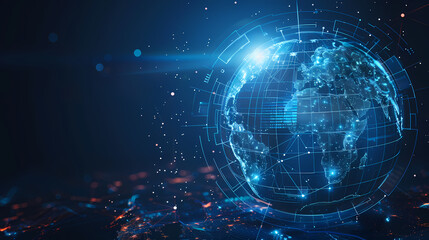 Fototapeta premium 2d illustration world map abstract background.Global network connection. World map point and line composition concept of global business.