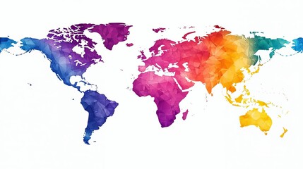 A vibrant watercolor map showcasing a colorful representation of the world, ideal for travel and educational themes.