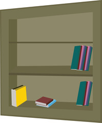 Mud wall niche with books.wall book shelf isolated on white background