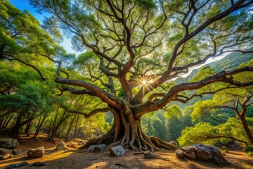 Fototapeta premium Ancient tree mystical forest Kemer Mediterranean spirituality
