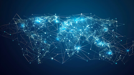 2d illustration world map abstract background.Global network connection. World map point and line composition concept of global business.