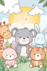 Design an engaging and attractive cover for a children's coloring book aimed at toddlers aged 2 years, targeted towards parents, especially mothers. The front cover should be 6x9 inches