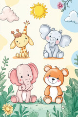 Design an engaging and attractive cover for a children's coloring book aimed at toddlers aged 2 years, targeted towards parents, especially mothers. The front cover should be 6x9 inches