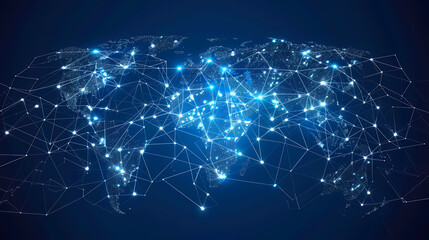 Obraz premium 2d illustration world map abstract background.Global network connection. World map point and line composition concept of global business.