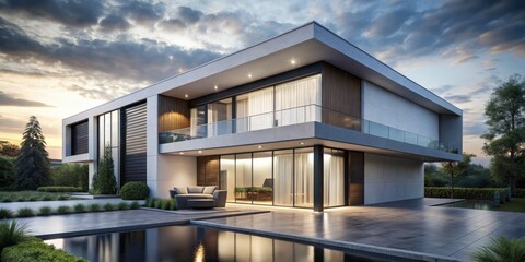Fototapeta premium Sleek, modern, architectural lines and minimalistic composition on a stark, monochromatic background, with a focus on clean lines, simplicity, and sophistication.