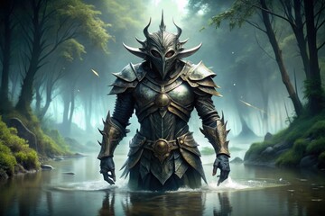 Turbid water ominous predator stalking prey deadly precision ancient armor