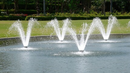 Large sprinklers deliver fresh water to vibrant potato fields, enhancing crop growth and ensuring healthy plants in sunny weather