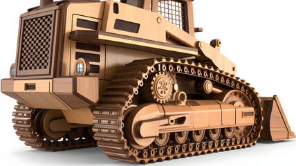 Professionally crafted 3D wooden model of Tracked Loader, with white background.