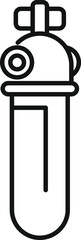 Simple line icon of a test tube with a spherical top, commonly used in chemistry labs for experiments