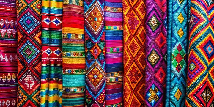 Guatemalan traditional textiles featuring vibrant colors and intricate patterns