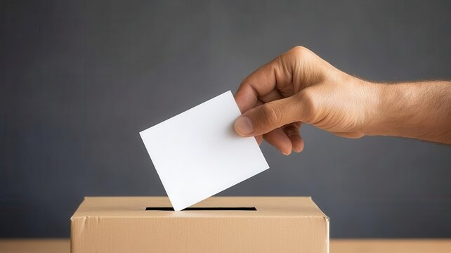 A macro shot of a delegates voting card being placed into a ballot box