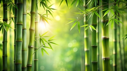 bamboo stalks on a green background - a relaxing atmosphere, tranquility, peace and quiet. background for yoga, presentation, spa treatments, relaxation.