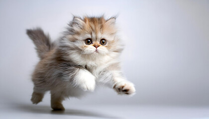 playful baby persian cat jumping