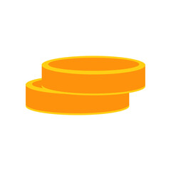 Two money coin flat design vector illustration, gold coin flat icon, golden coins clip art
