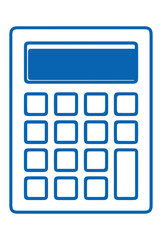 Calculator outline icon in blue, vector calculator outline icon image, calculator symbol png image	