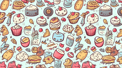 Fototapeta premium 2d illustration An image of sweets and fruits as a background
