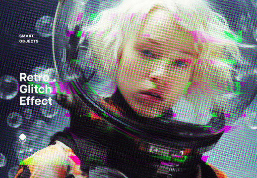 90s Screen Glitch Photo Effect Mockup