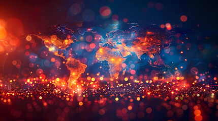 Obraz premium 2d illustration world map abstract background.Global network connection. World map point and line composition concept of global business.