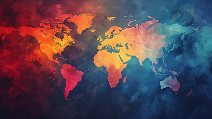 Fototapeta premium 2d illustration world map abstract background.Global network connection. World map point and line composition concept of global business.