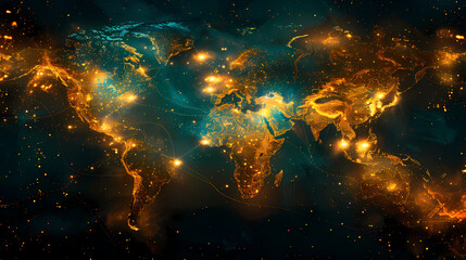 Fototapeta premium 2d illustration world map abstract background.Global network connection. World map point and line composition concept of global business.