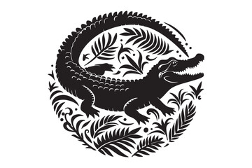 Crocodile silhouette vector illustration