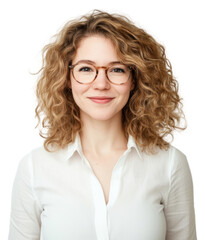 Obraz premium PNG Smiling woman with curly hair