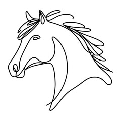 one line drawing horse head vector illustration template design