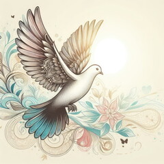 Fototapeta premium dove as peace symbol , background, banner, card, poster, template, elegant