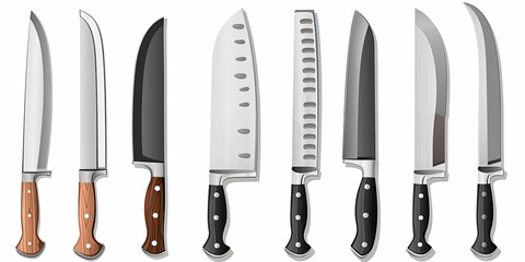 knife set choppers isolated on white background