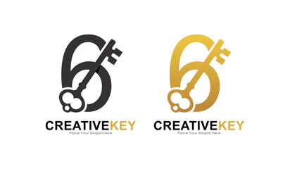 Key Number 6 logo vector template. This is suitable for business, poster, initial, safety and security Letter Design Vector