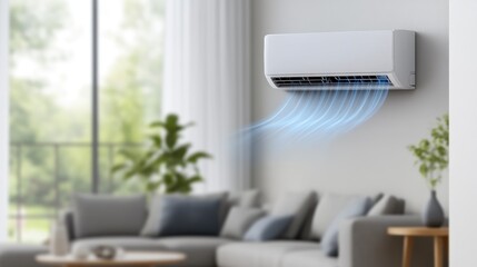 Fototapeta premium Modern Air Conditioner Enhancing Living Room Comfort