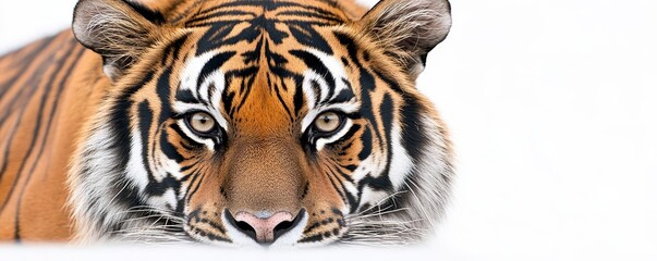 Fototapeta premium Intense gaze of a tiger s eyes, animal eyes closeup, detailed focus