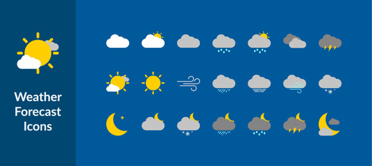 Weather forecast icon set. Vector illustration of weather forecast icon set.
