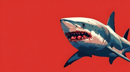 Bloodthirsty Shark Hunting for Human Prey in Surreal Anime-Inspired