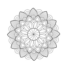 Abstract line art floral mandala black line design in white background for your coloring books and medium design.