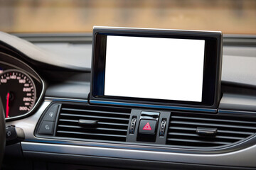 Monitor in car isolated blank screen for navigation maps and GPS rearview camera and parking...