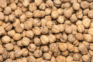 Top-Down View of Whole Walnuts